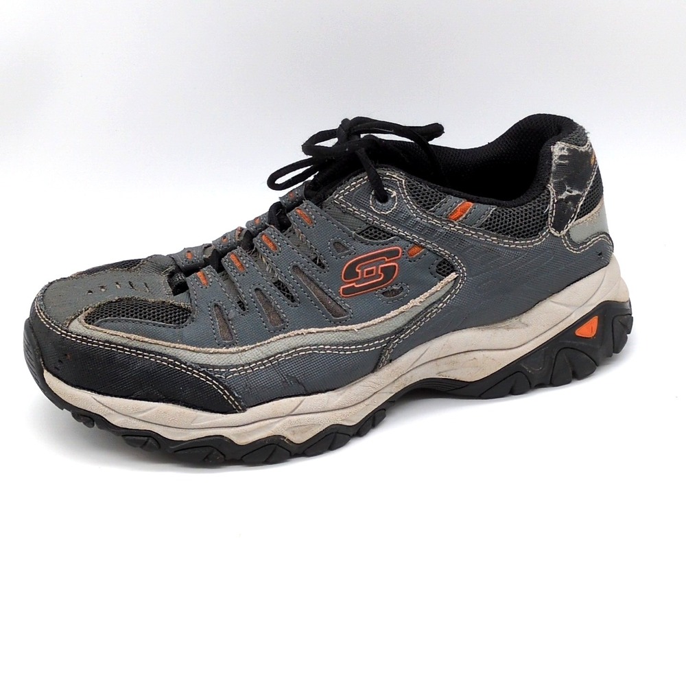 Skechers Shoes Mens After Burn Gray 8.5WW Leather Running Sneakers 50125EWW